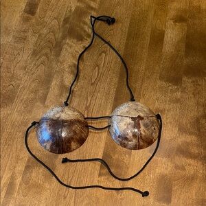 Coconut Shell Bikini Top with Black Straps